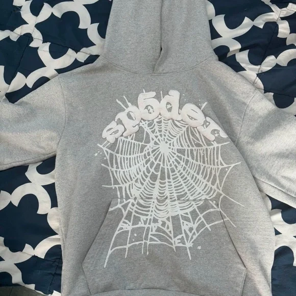Heather grey sp5der hoodie